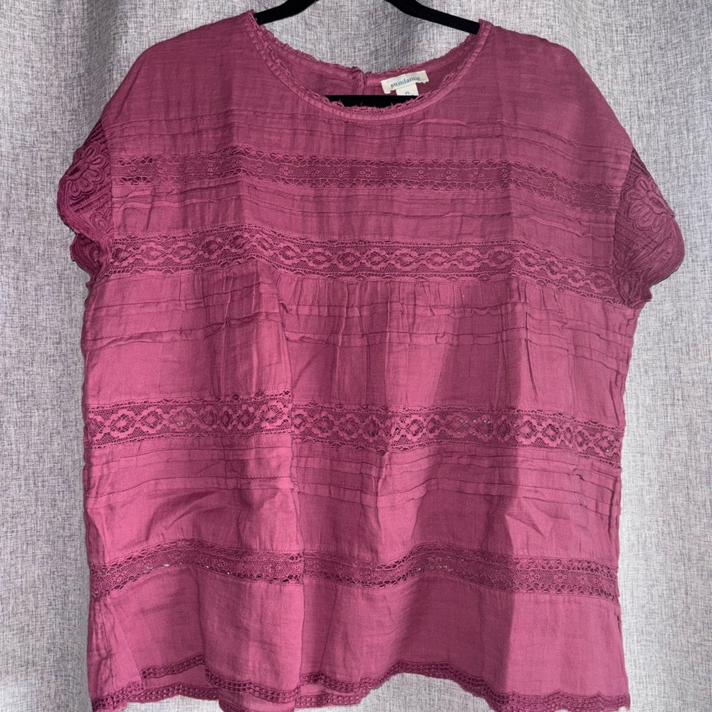 Elegant Lace Trim Pink Top
